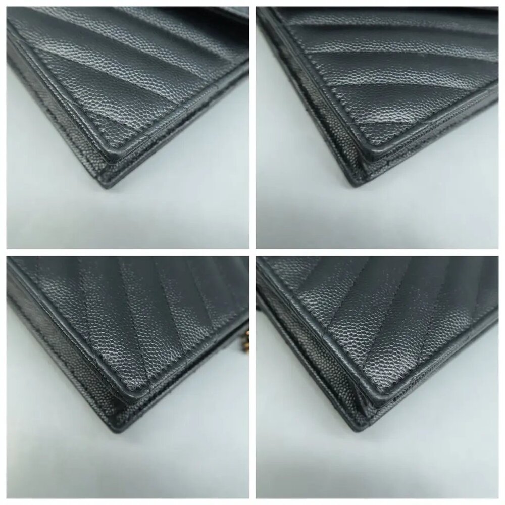 Authentic Saint Laurent Matelasse Black Wallet On Chain Leather Shoulder Bag - Picture 6 of 12